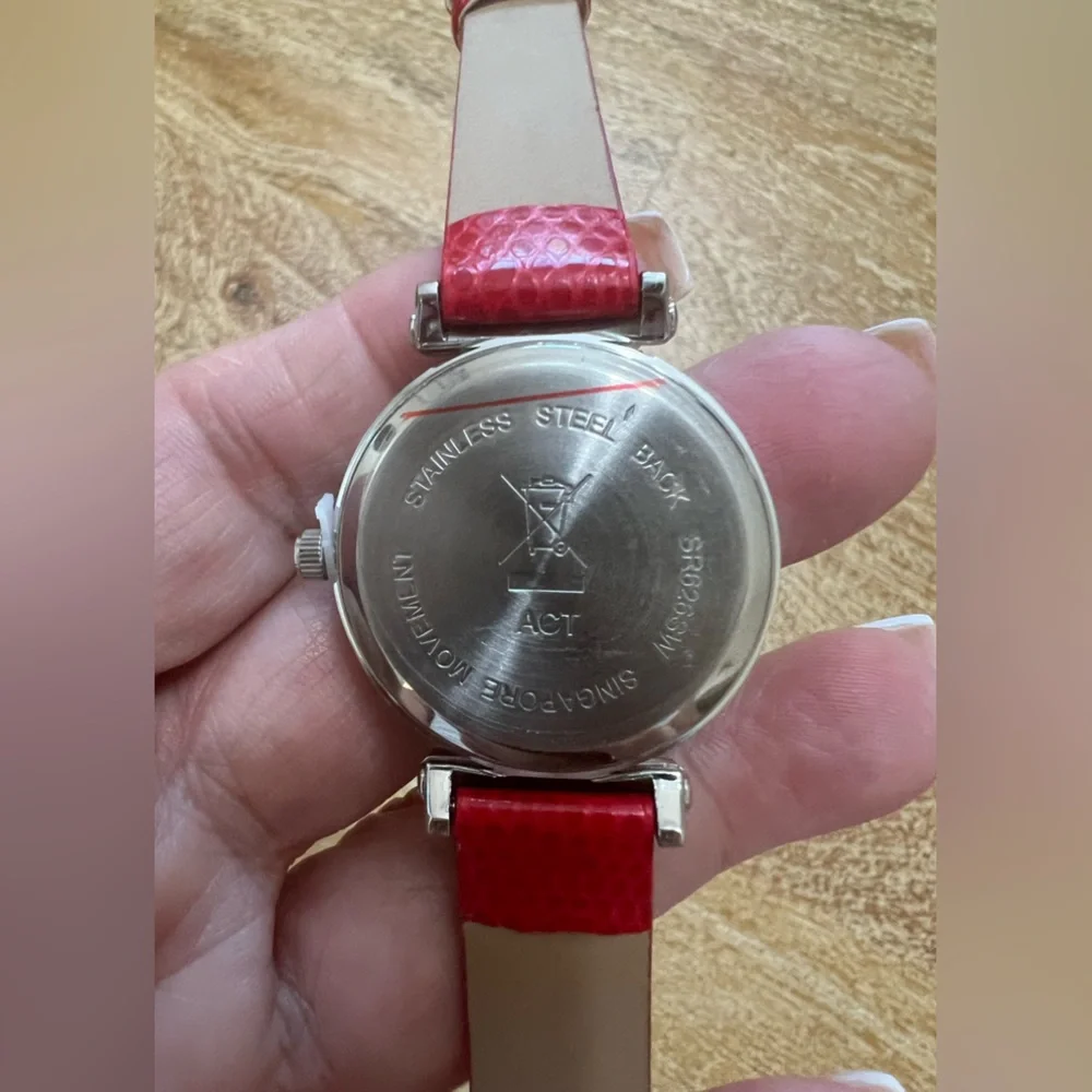 NWT Vintage Costume Jewelry AVON Rhinestone Red Mock Crock Quartz Ladies Watch